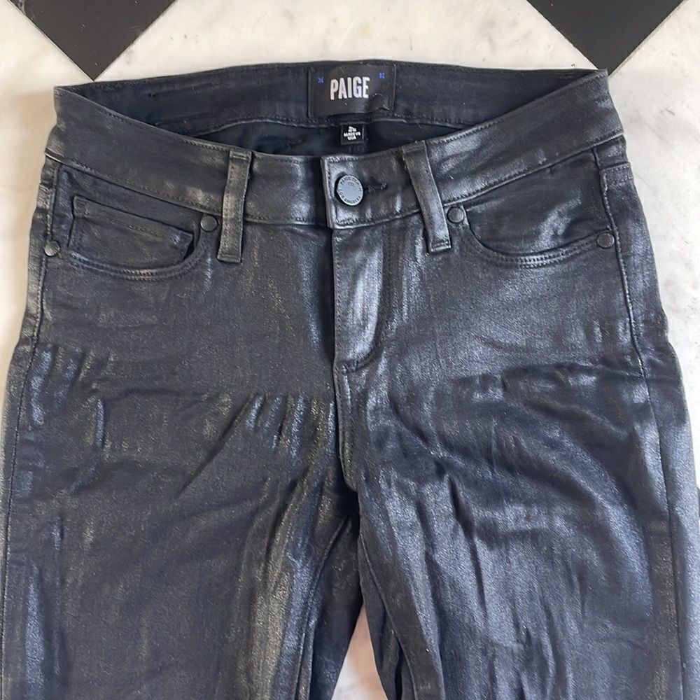 Paige Verdugo Ultra Skinny Waxed Black Jeans - Picture 2 of 8